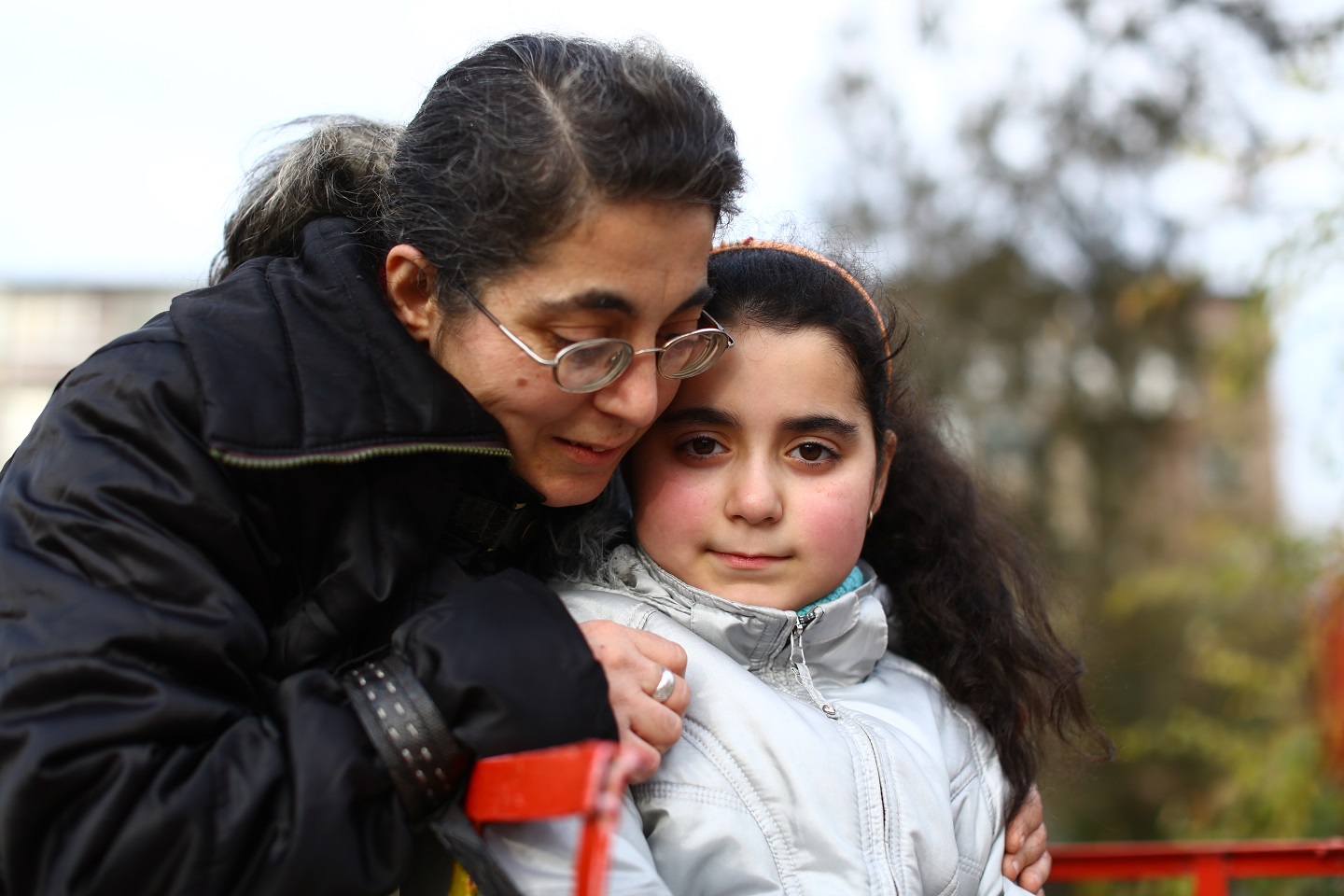 Refugee mom and daughter