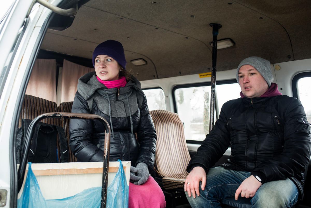 Ukraine. Freedom of movement. Misha and Liuba live in Donetsk, but they regularly travel to Avdiivka to visit Misha's mother.