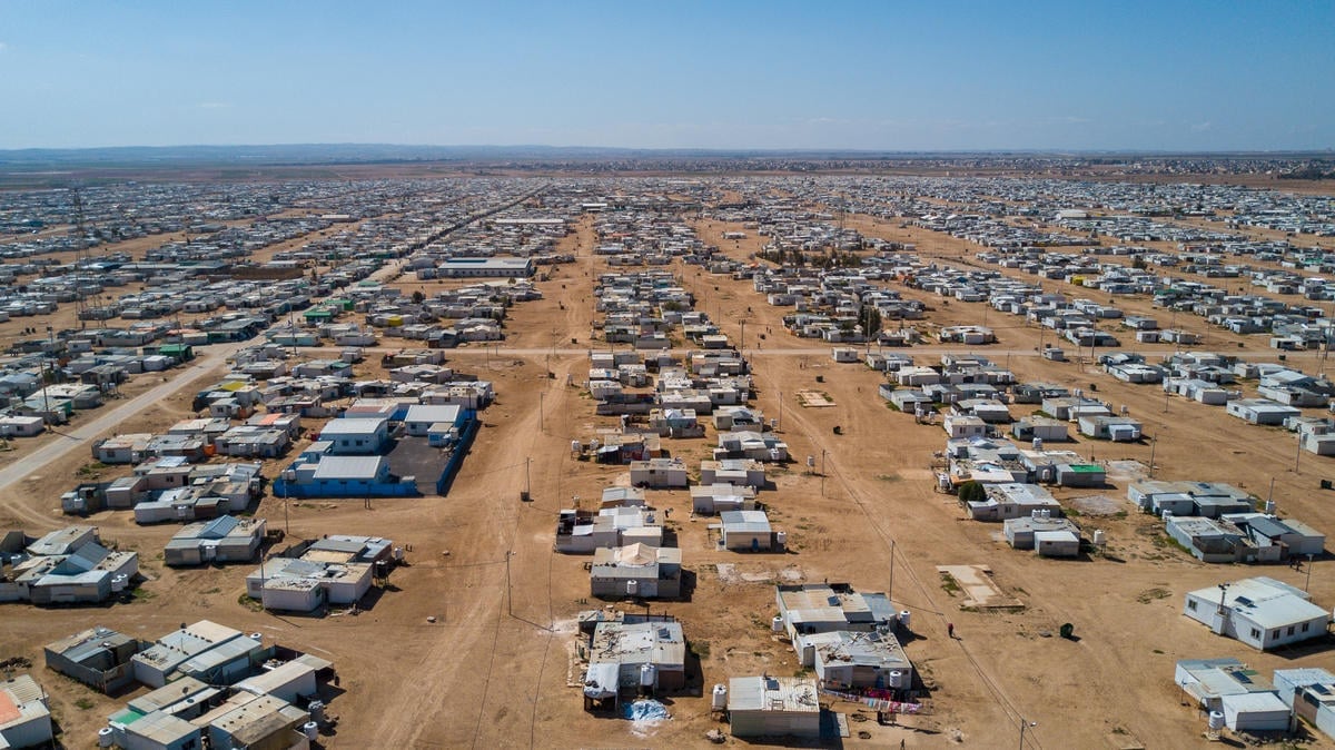 Jordan. General drone shots for Zaatari camp for Syrian refugees