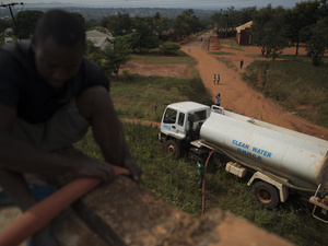 UNHCR is trucking in clean water as one of the responses to the cholera outbreak in the Kagunga area of Tanzania.