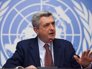 Switzerland. High Commissioner Filippo Grandi at a press conferance