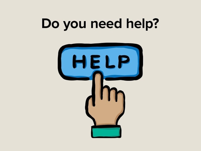 An illustration with text saying: Do you need help?