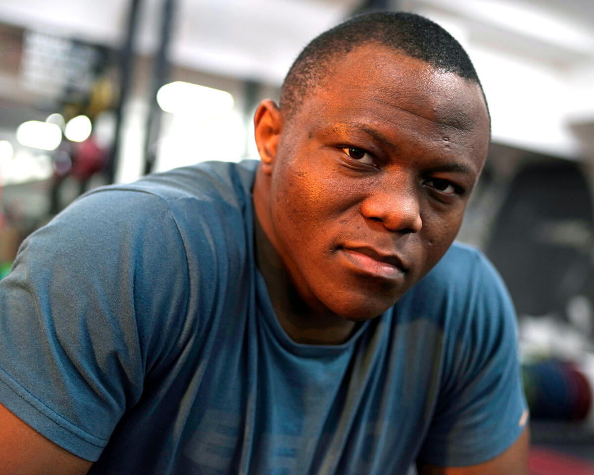 United Kingdom. Weightlifter and Refugee Olympic Team hopeful Cyrille Tchatchet