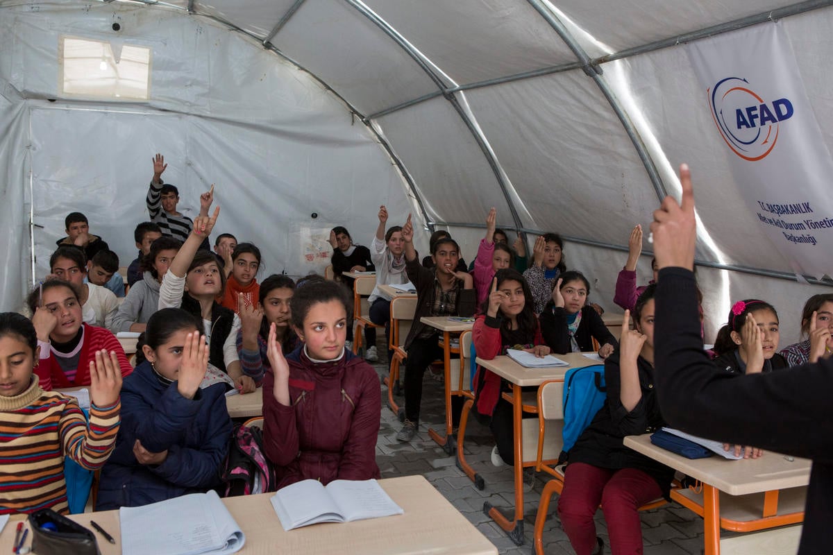 Turkey. Syrian refugee youth in school
