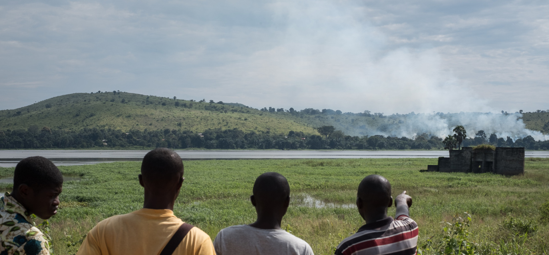 Democratic Republic of Congo. Spontaneous Central African  settlements pop up along Ubangi river