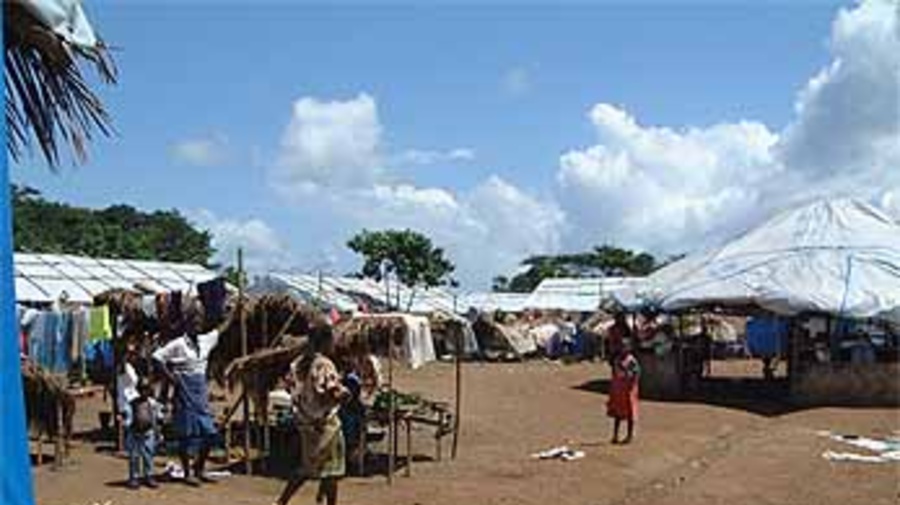 Sierra Leonean returnees from Guinea and Liberia at a resettlement camp in southern Sierra Leone.
