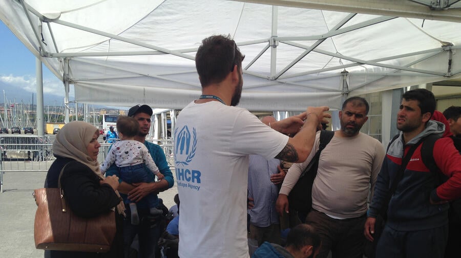 Italy. Survivors of a dangerous crossing