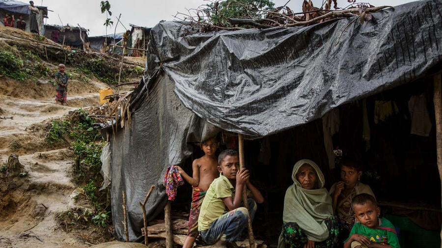 Bangladesh. After traumatic flight Rohingya refugees adjust to life in camps