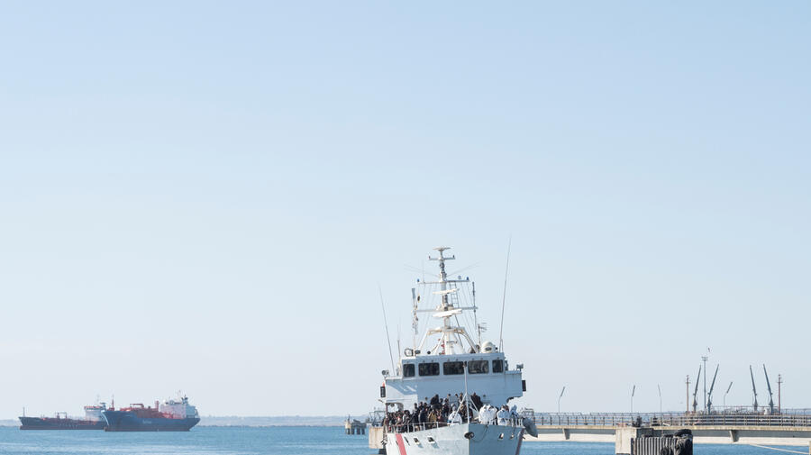Italy. Refugees and migrants arrive at Port Augusta in Sicily
