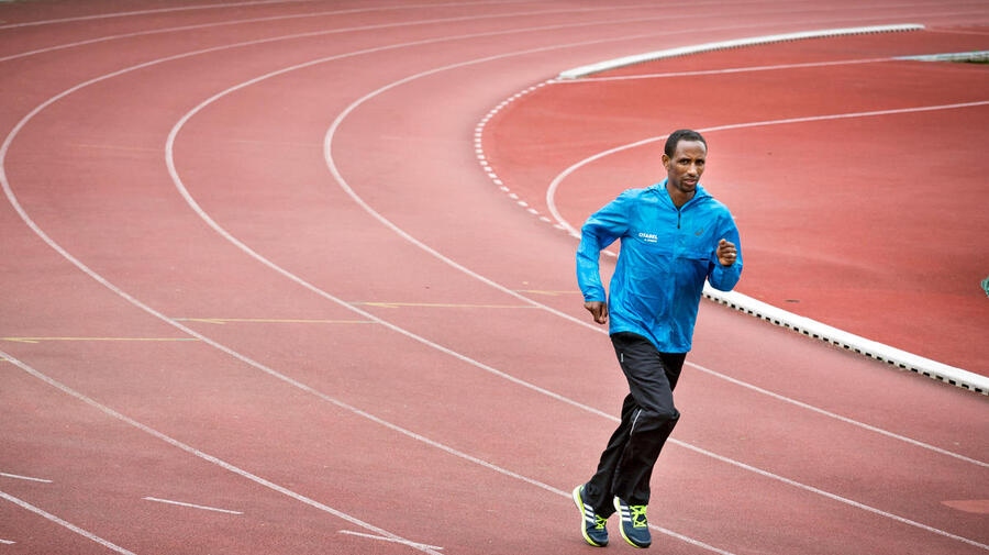 Luxembourg. Ethiopian marathon runner Yonas Kinde trains for Rio 2016 Olympic Games