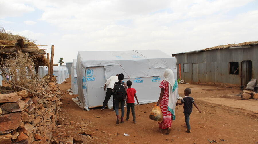 Ethiopia. Eritrean refugees relocated to safety and assistance