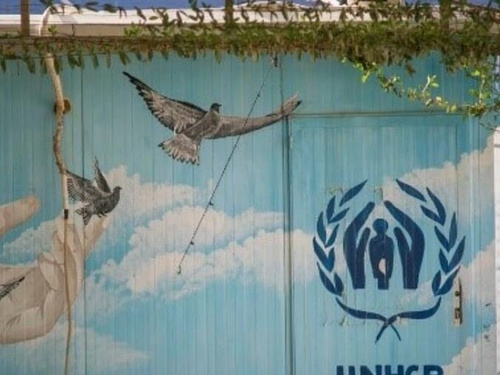 Symbolbild, Gemälde auf einer UNHCR-Einrichtung