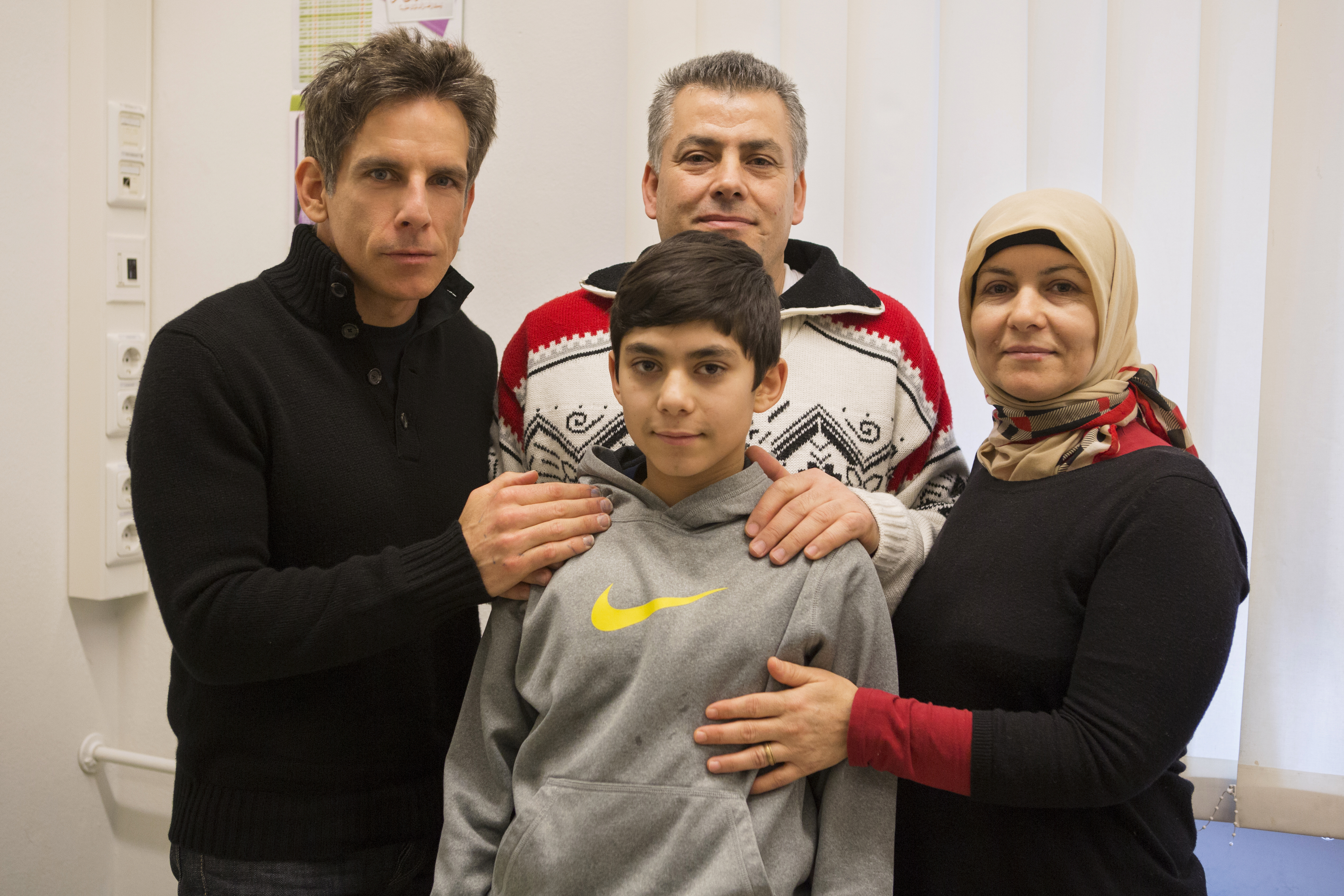 Germany. UNHCR High Profile Supporter Ben Stiller visits Syrian refugees in Berlin.