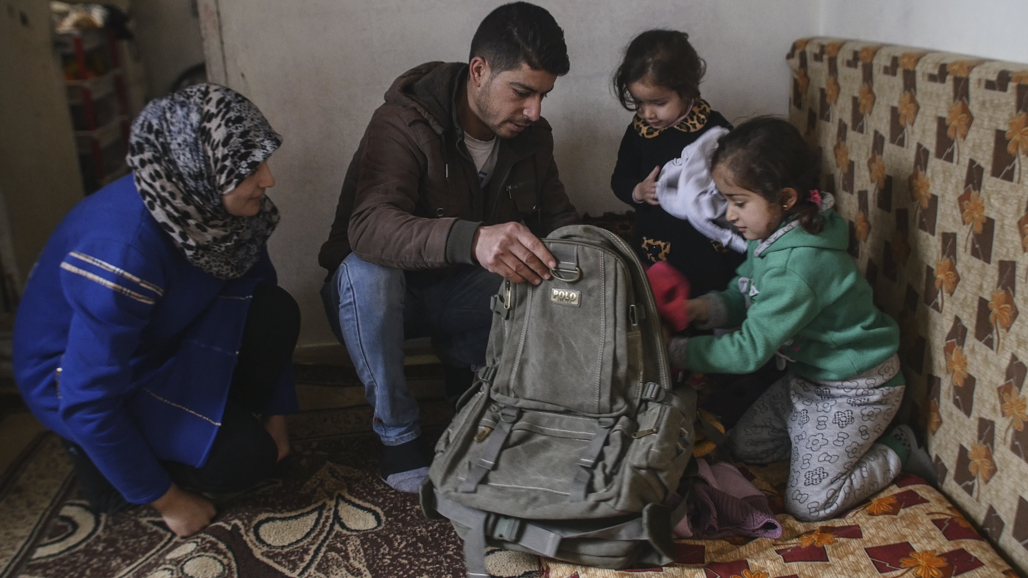 UNHCR Goodwill Ambassador David Morrissey meets Syrian refugees Jamal, Hiba and their daughters in the Bekaa Valley in Lebanon