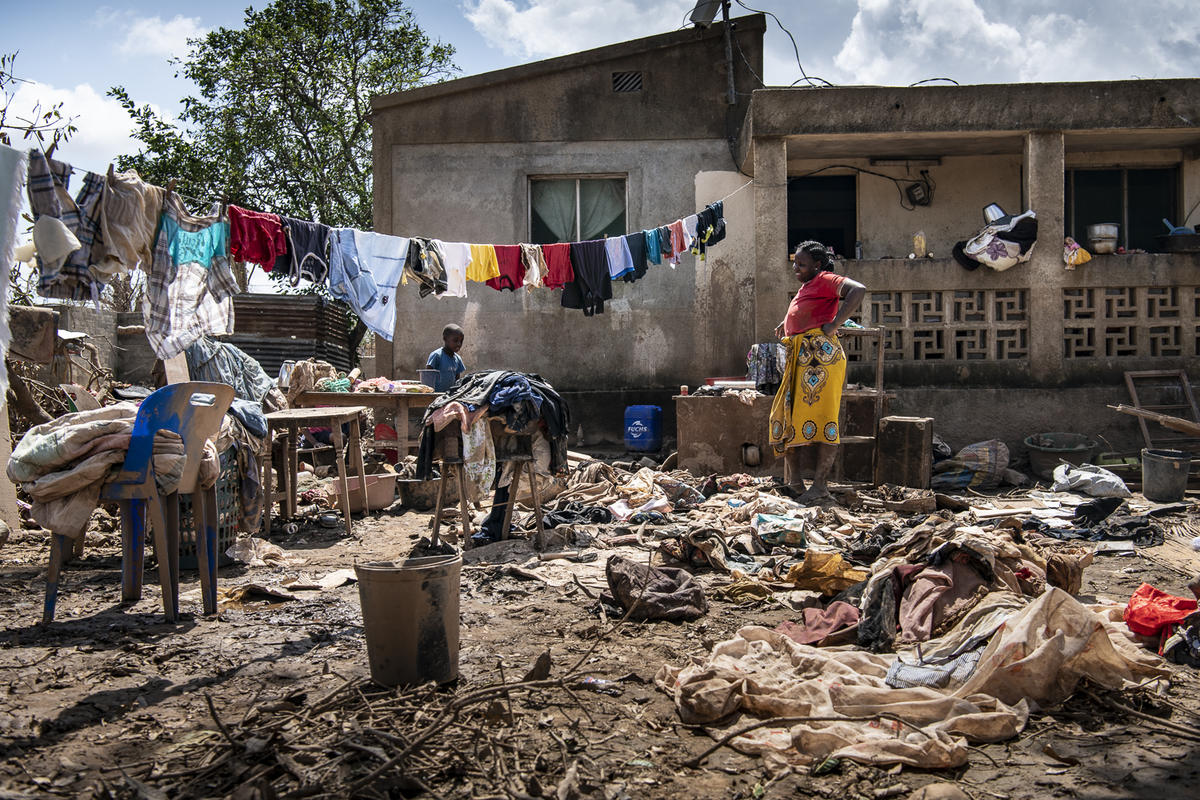 Mozambique. Ruins of a household of belongings in Buzi