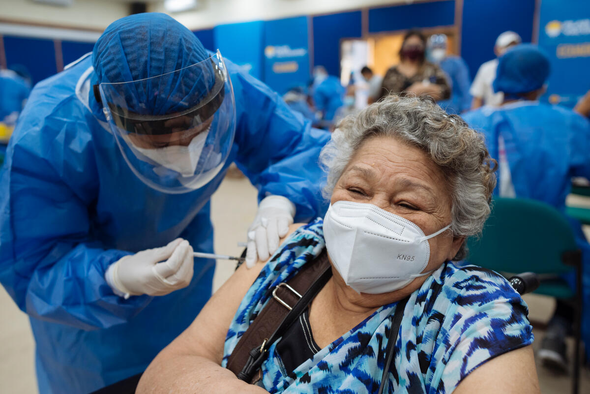 Ecuador. Venezuelan refugee and migrant elders get the Covid-19 vaccine with UNHCR support