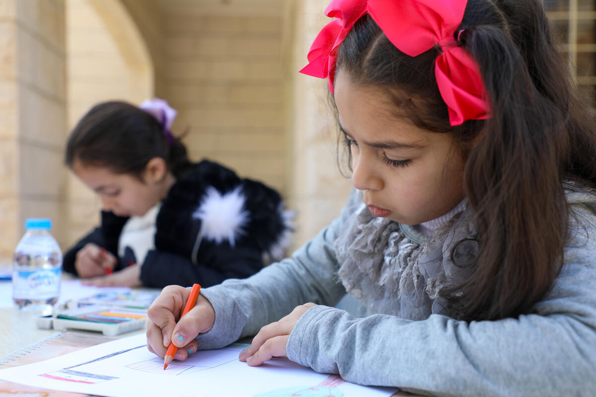 Jordan. Refugee children draw what they imagine Syria to look like