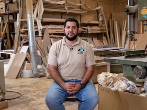 Jordan. Ziad, a Syrian refugee, seeking a carpentry job through UNHCR partner