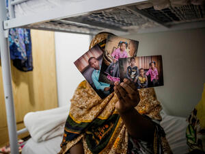 Refugee in her tent in Regional Processing Centre 3, Nauru