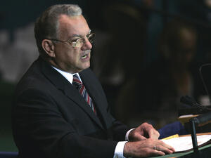 New York. Eduardo Stein speaks at UN HQ in New York