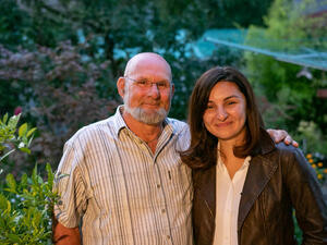 The Netherlands. Former refugee Mevan reunited with Egbert who bought her a bike when she was a child.