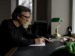 United Kingdom. Neil Gaiman video shoot on the Isle of Skye, Scotland for the video poem "What you need to be warm"