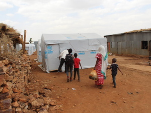 Ethiopia. Eritrean refugees relocated to safety and assistance