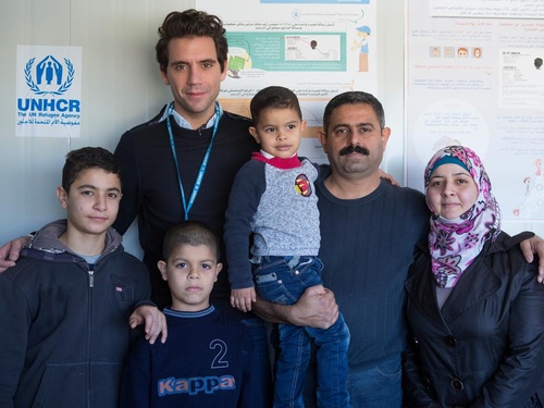Lebanon. UNHCR High Profile Supporter Mika meets a resettlement family
