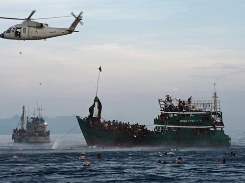 Andaman Sea. Rohingya boat people