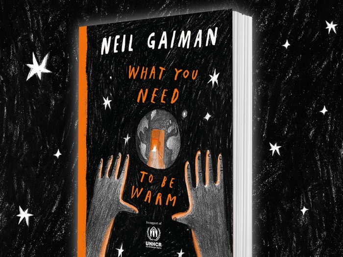 Neil Gaiman 'What you need to be warm' book cover. A powerful poem of welcome.