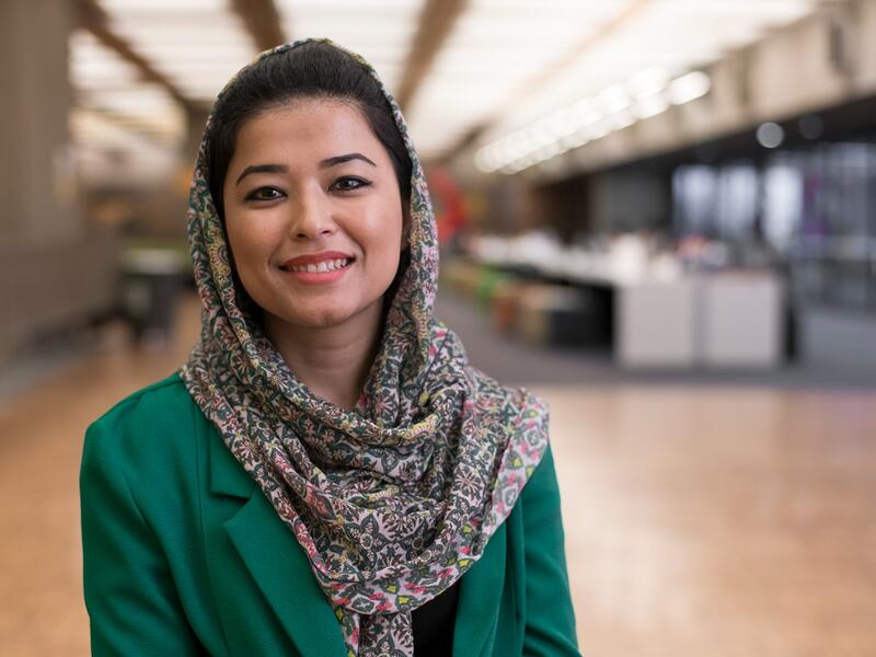 Najeeba Wazefadost smiles into the camera