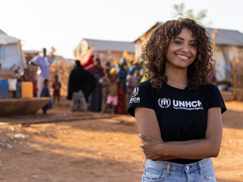 UNHCR High-Profile Supporter Kat Graham visits refugees in Melkadida camp, Ethiopia 