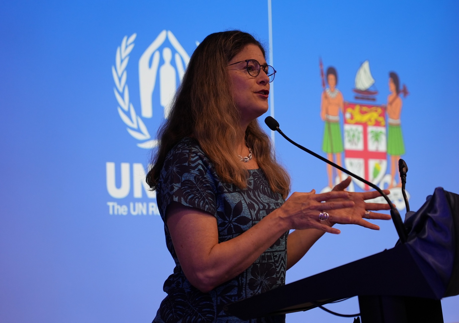 Karen Gulick gives a speech