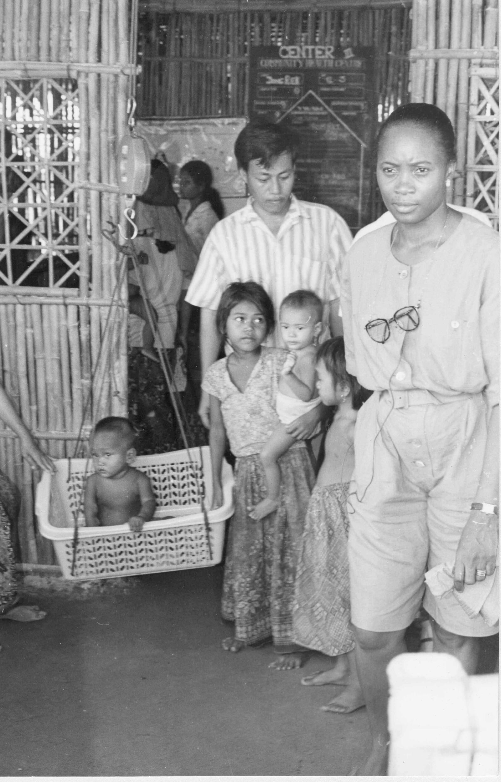 Barbara visiting a Community Health Centre in Khao I Dang Camp for Khmer refugees, Prachinburi Province in Thailand, in September 1991.