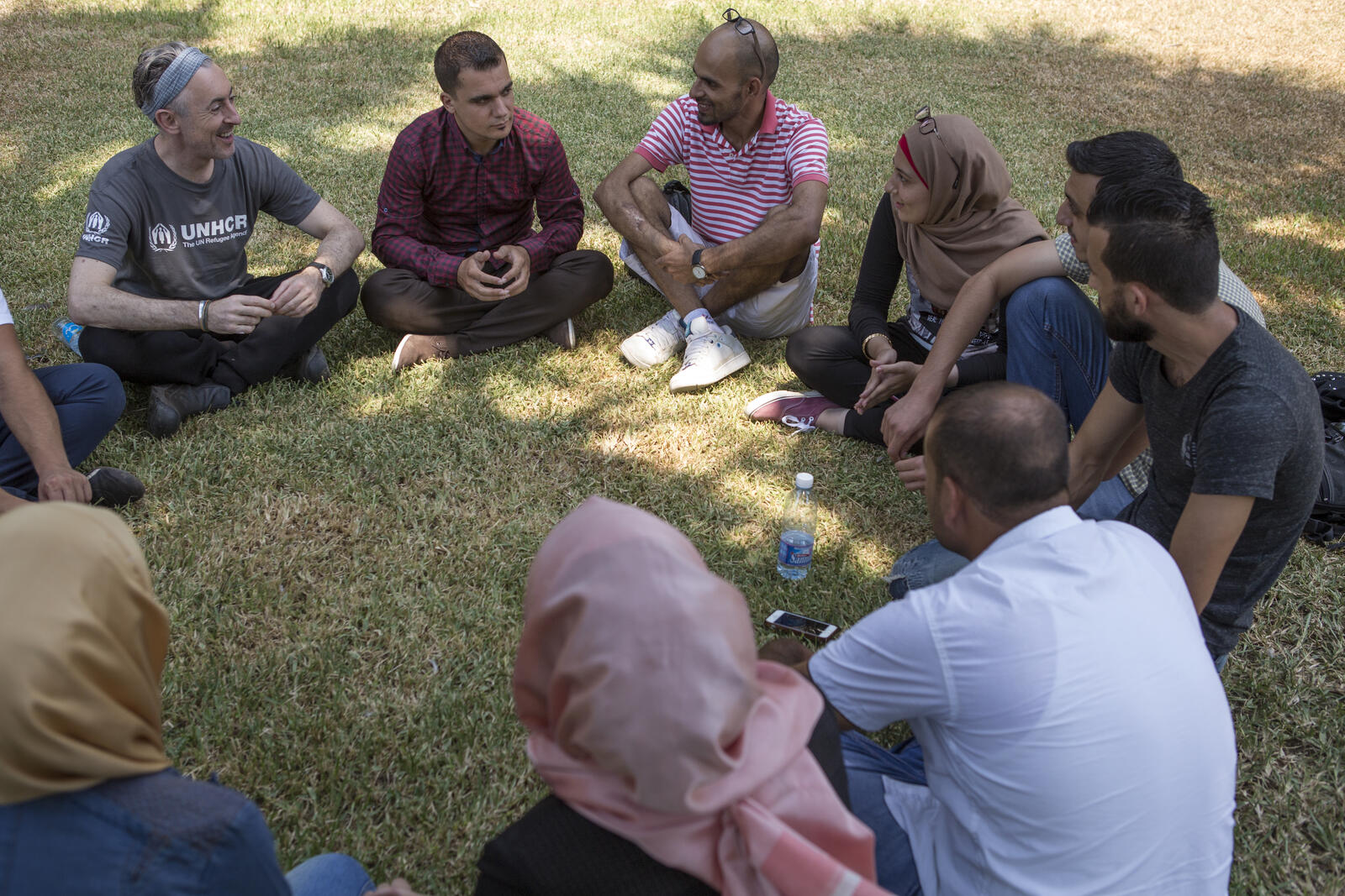 Lebanon. UNHCR High Profile Supporter Alan Cumming meets a youth group in Northern Lebanon