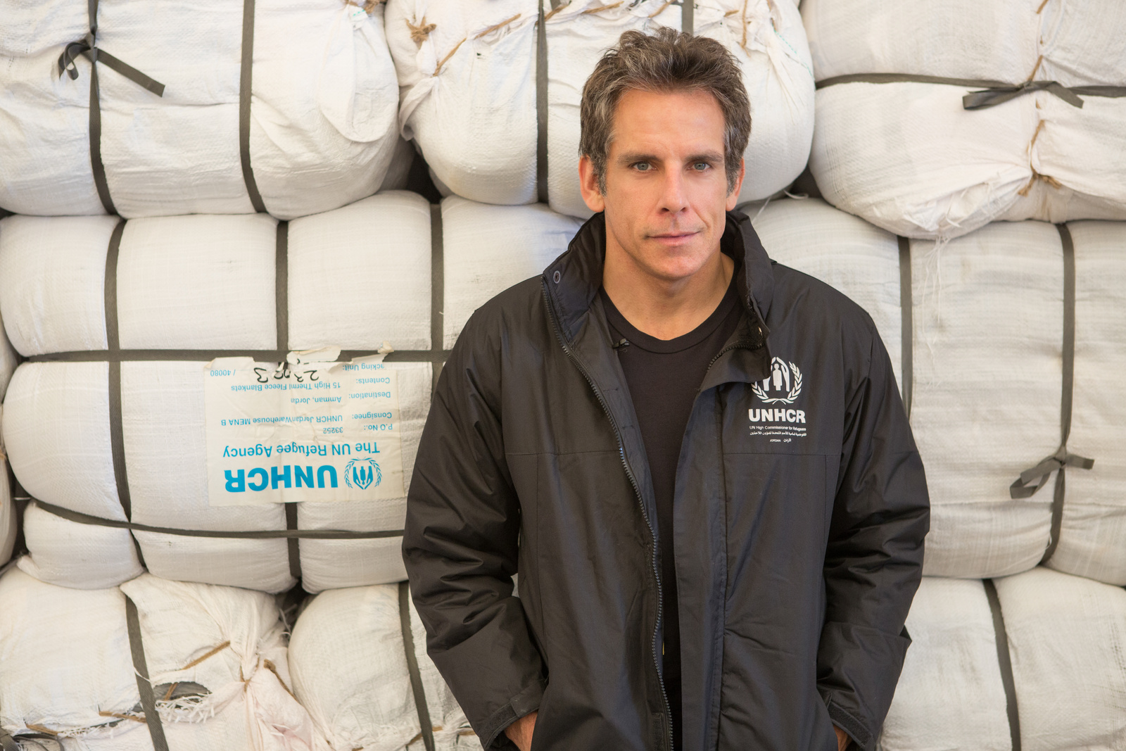 Jordan. UNHCR High Profile Supporter Ben Stiller visits refugees.