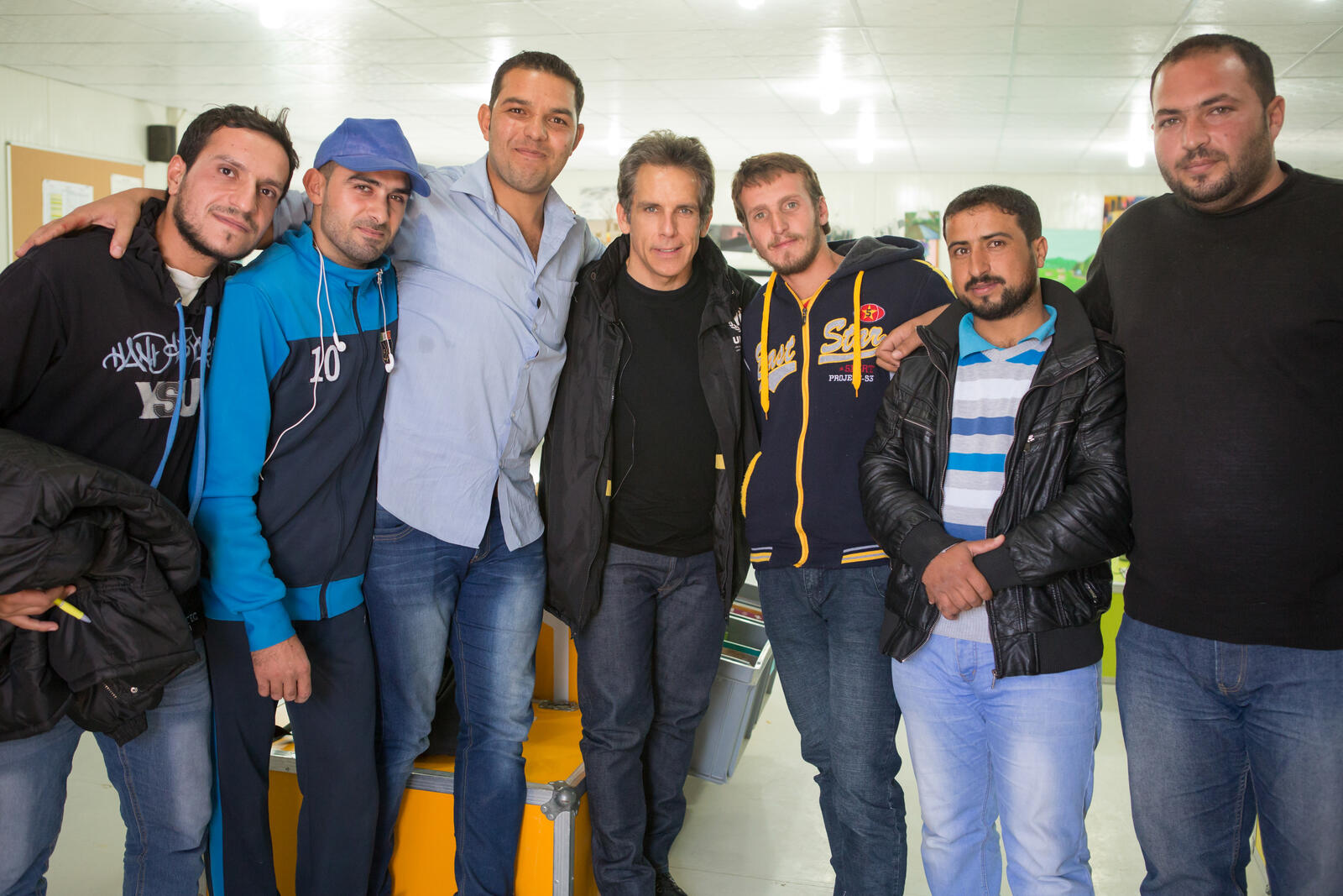 Jordan. UNHCR High Profile Supporter Ben Stiller visits refugees.