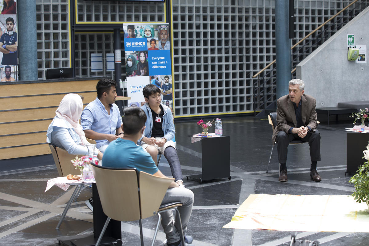 Switzerland. UNHCR Filippo Grandi meets with unaccompanied and separated children.