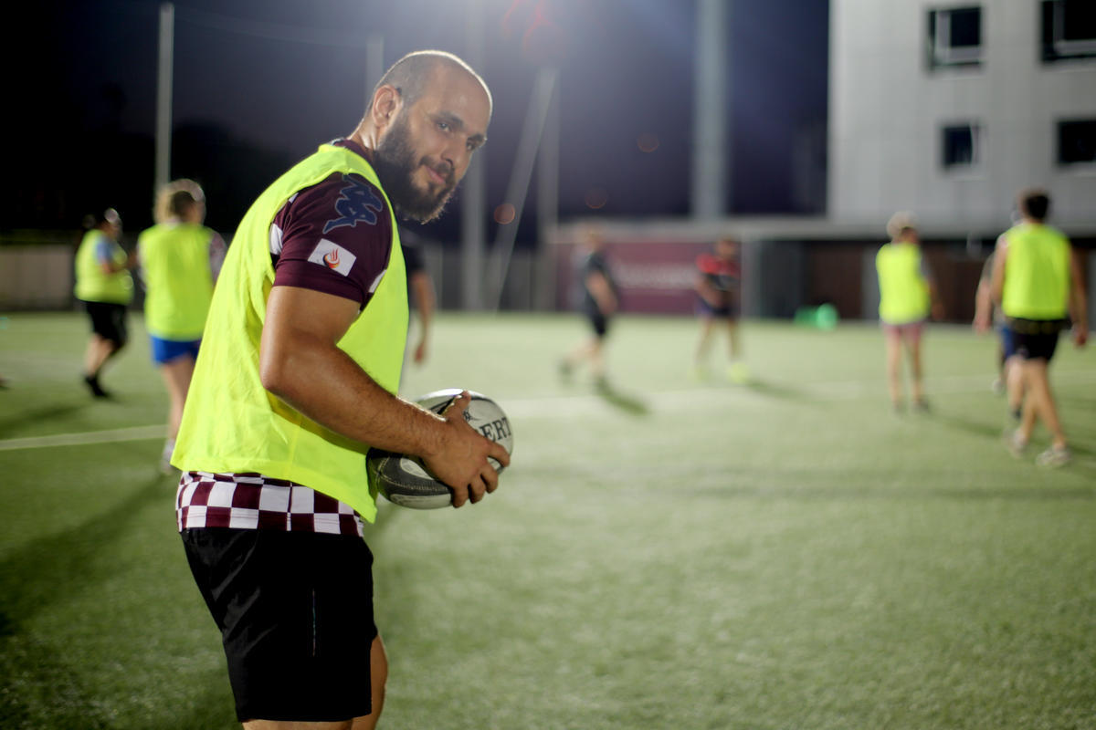 France. Weekly rugby session unites refugees and local community