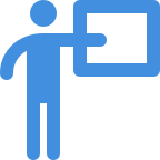 An icon of a person pointing at a board