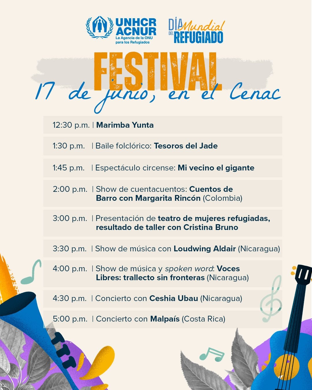 Día del Refugiado 2023 en Costa Rica: Festival en San José, 17 de junio.