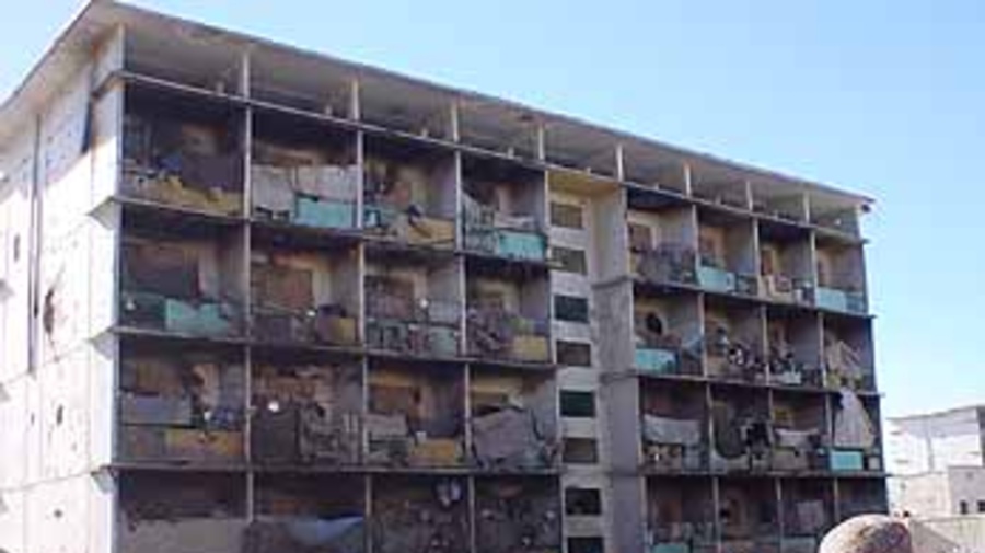 A building at the Soviet compound in Kabul, where thousands of people from the Shomali Plain have been squatting.