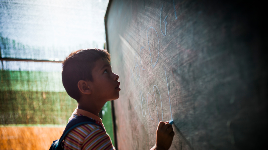 Greece. Displaced Afghan children go to school