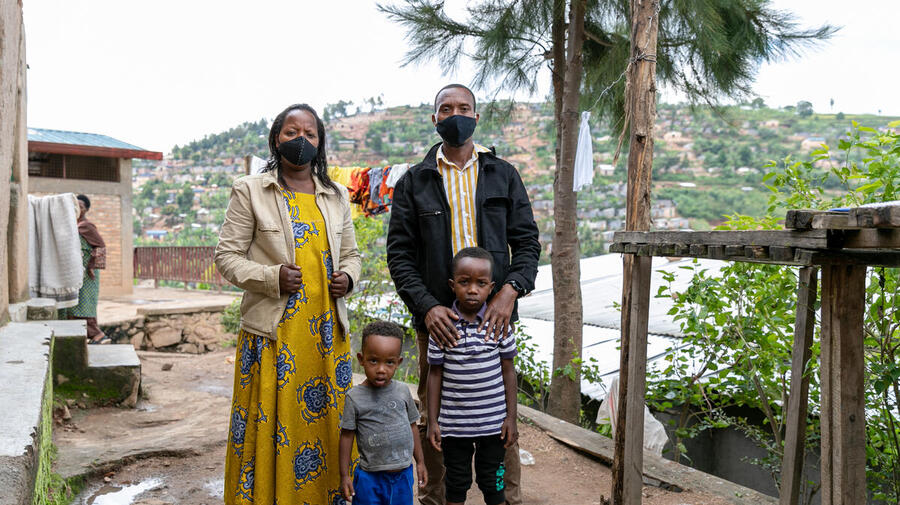 Rwanda. Clothing is distributed to refugees in  Mugombwa camp