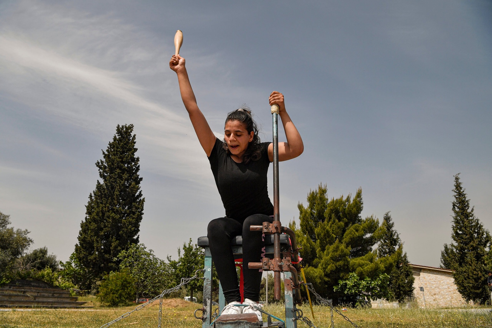 Alia Issa, réfugiée syrienne, lors d'une séance d'entraînement d'athlétisme en Grèce. © Getty images / Milos Bicanski