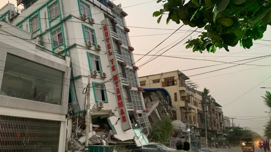 Collapsed buildings due to the earthquake