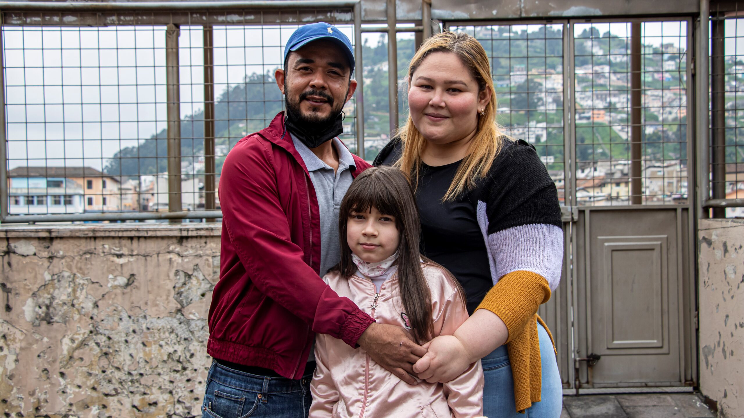 Familie van Venezolaanse vluchtelingen in Ecuador.