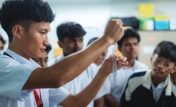 A group of students in a classroom