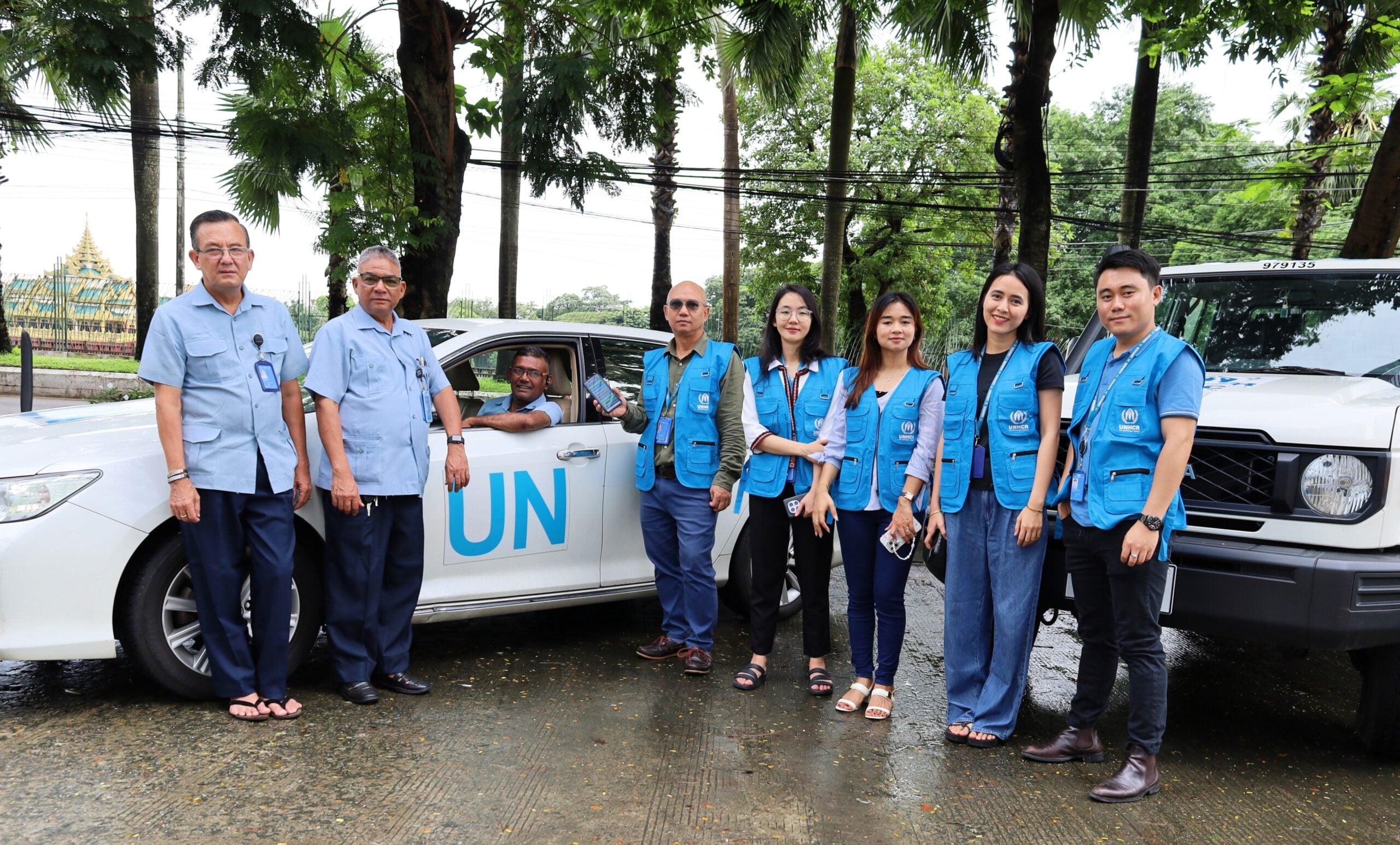 UNHCR Myanmar team at the Smart Fleet Ridesharing launch in Yangon, July 2025.
