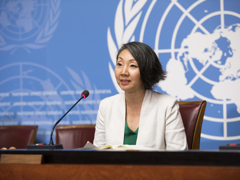 Switzerland. UNHCR's Head of Global Communications speaks at a press conference